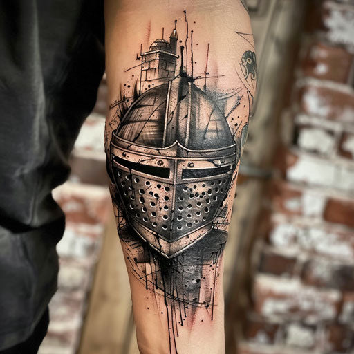 Significant tattoos for men with knight's helmet