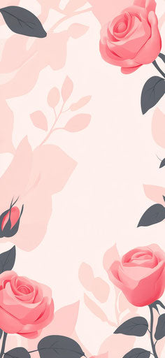 Pink rose background, pink color scheme, flat view, mobile wallpaper 29:63