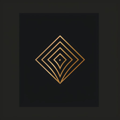 Minimalist gold emblem on black background