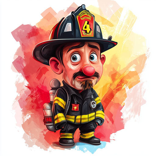 Bold Fireman Caricature Clipart for Advertising Campaigns