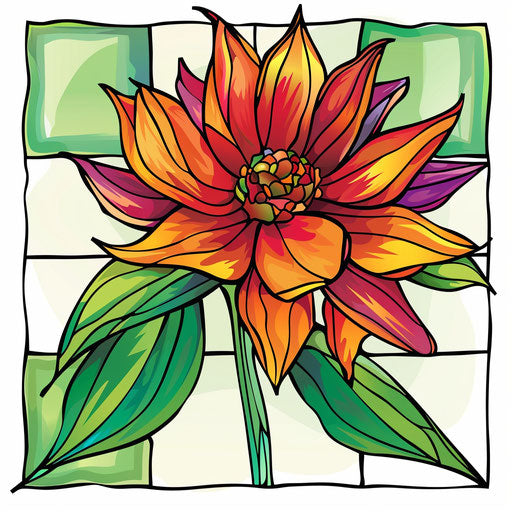 November birth flower in stained glass tattoo design