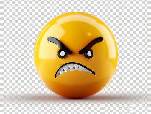 Angry yellow person, anger face on transparent background png clipart, meme art style, made of all of the above 4:3