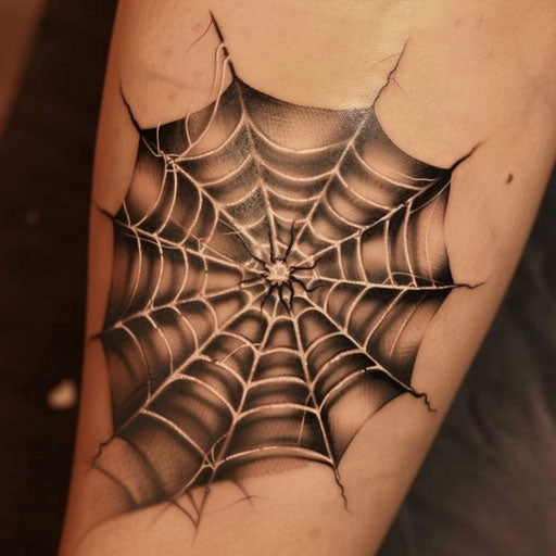 Spider web with shifting optical illusion