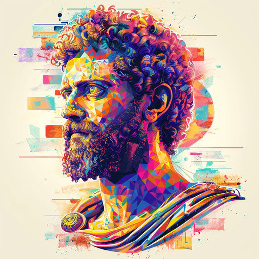 Modern flat tattoo sketch of Marcus Aurelius