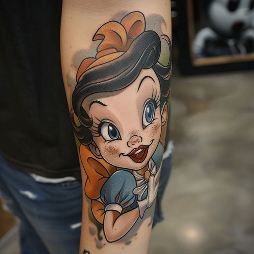 Women's forearm tattoos in Steve Sack's humorous cartoon style