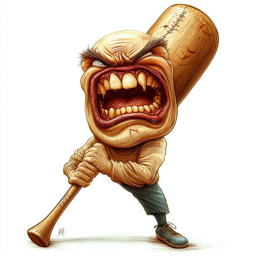 Ultra HD Baseball Bat Caricature Clipart for Professional Prints