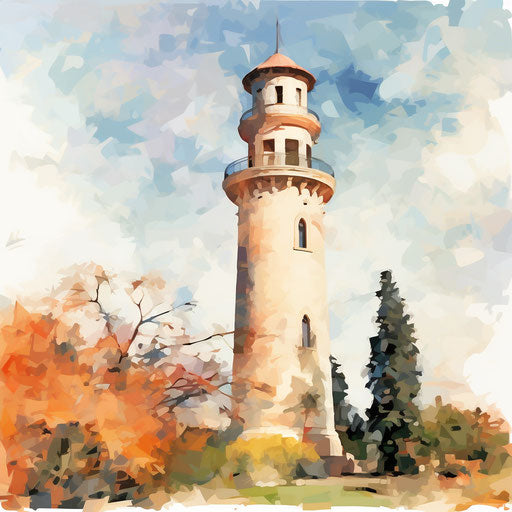 Tower clipart in the style of Impressionistic Art