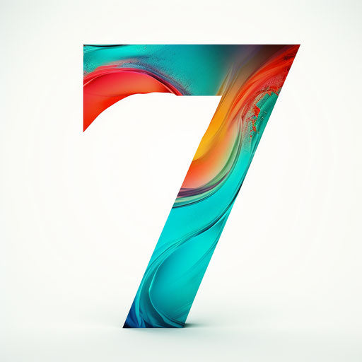 Number 7 clipart in Minimalist style, on white background