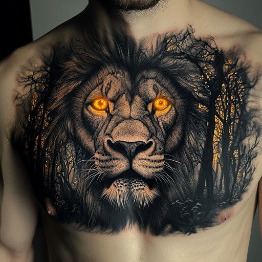 Bold Lion Chest Tattoo Tattoo Flash Set