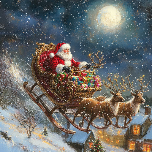 Enchanting Christmas night under a twinkling full moon