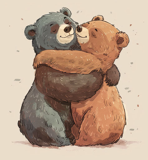 Two bears hugging: have you been hugged today?