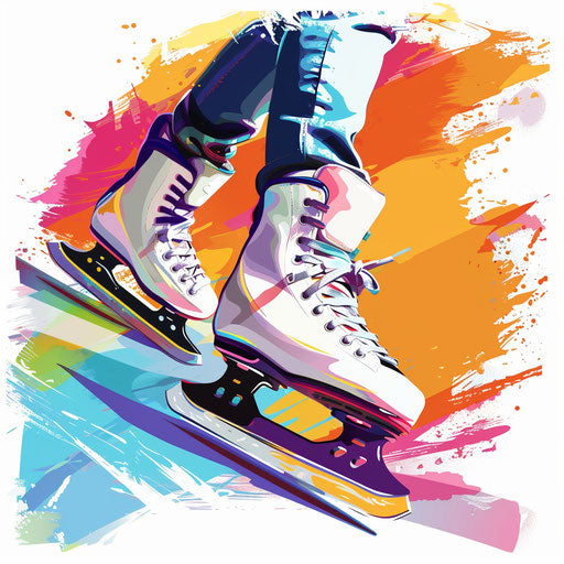 Ice Skate Clipart with Flat Random Background