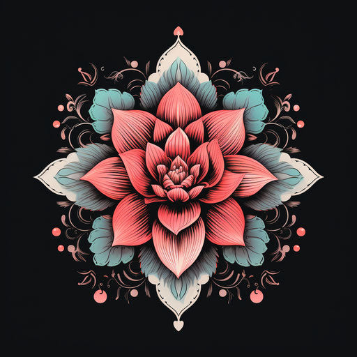 Mandala flower art for sale, classic tattoo style