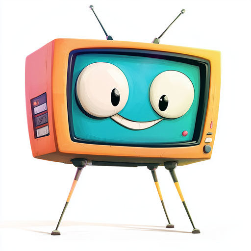 Humorous caricature of a television clipart with human traits