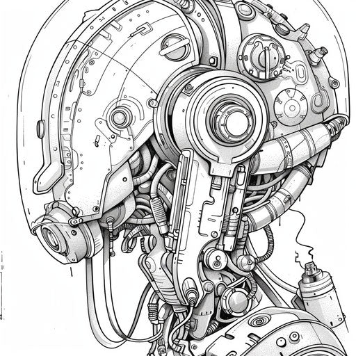 Futuristic robot with complex mechanical parts