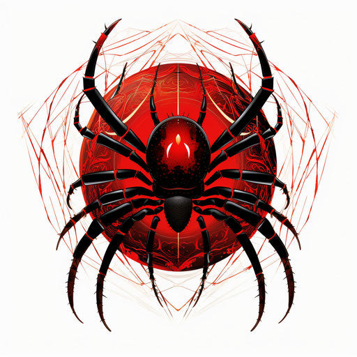 Tribal spider in red and black