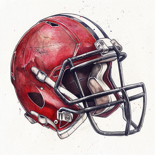 Sketch of a football helmet and ball tattoo, American sports theme