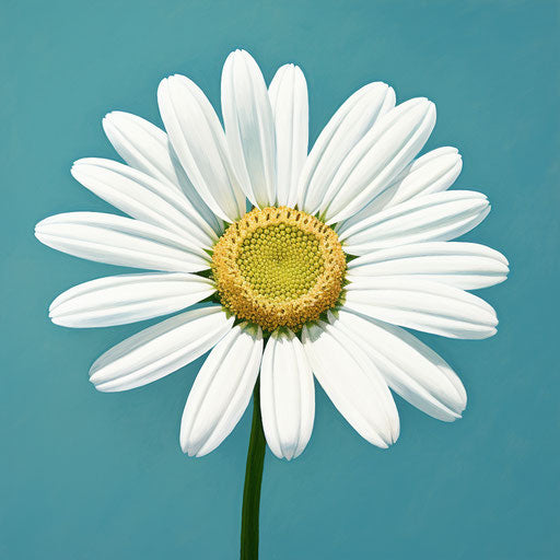 Calming symmetry of a white daisy on green background