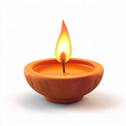 3D diya on flat white background, isolated clipart