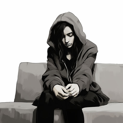 Sad clipart in the style of Chiaroscuro Art, on a white background