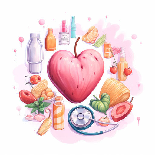Health clipart in the style of pastel colors, on white background