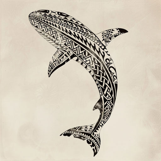 Cultural flat tattoo sketch of a whale shark