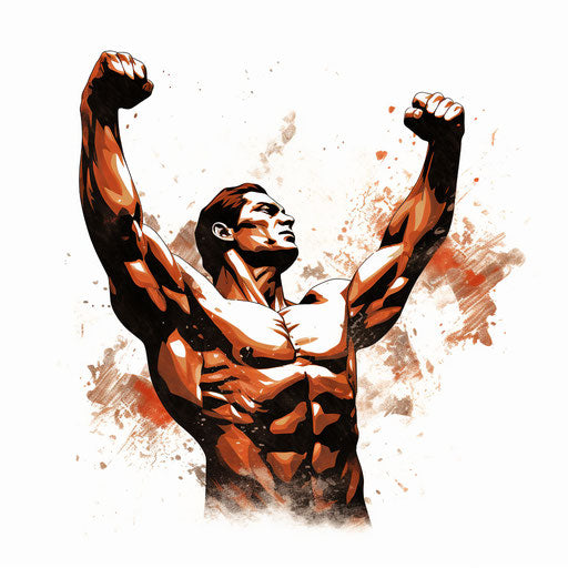 Strength illustration in the style of Chiaroscuro Art, on white background