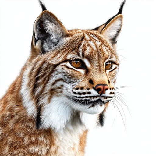 3D Lynx with flat white background, isolated clipart