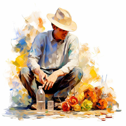 2024 clipart in the style of Impressionistic Art, on a white background