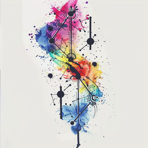 Bold flat tattoo sketch of the Gemini constellation