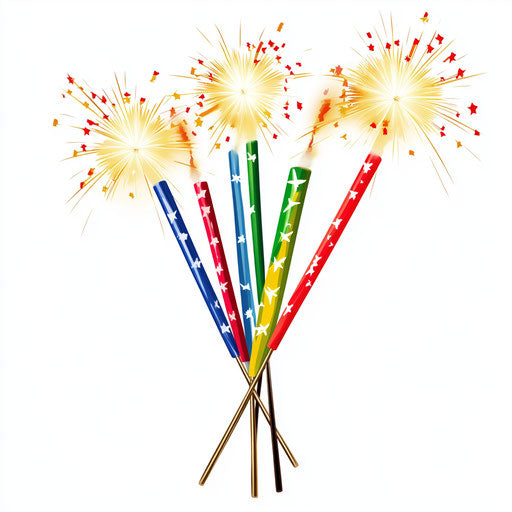 Realistic New Year's Eve Sparklers, high resolution, isolated