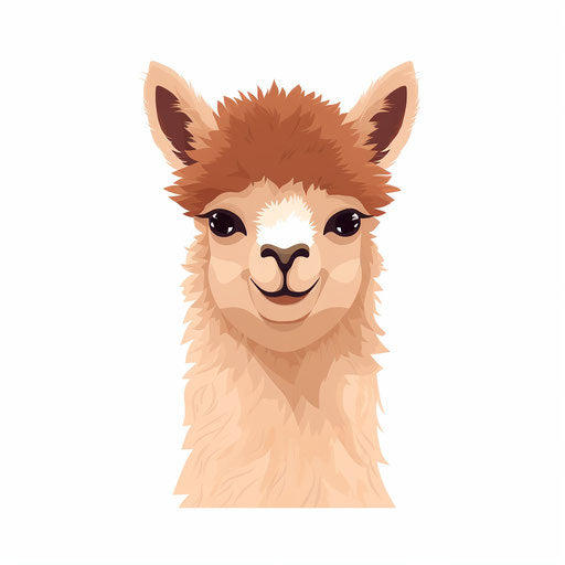 Minimalist alpaca illustration on white background