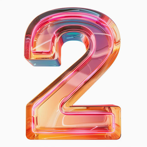 Number 2 Clipart in photo realistic style with flat random background