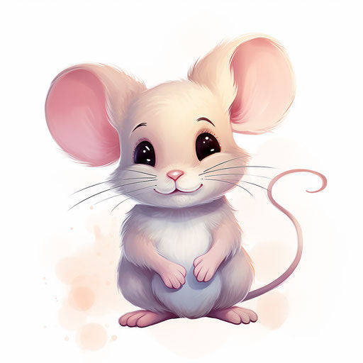 Pastel-colored mouse clipart on white background