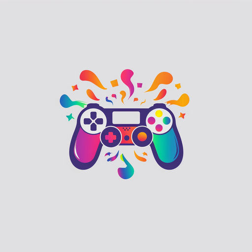 Creative gamers logo with playful elements and bright colors on light gray background