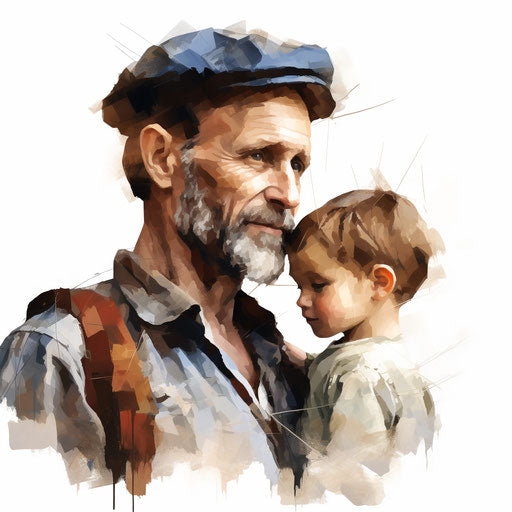 Father clipart in the style of Oil painting, on a white background