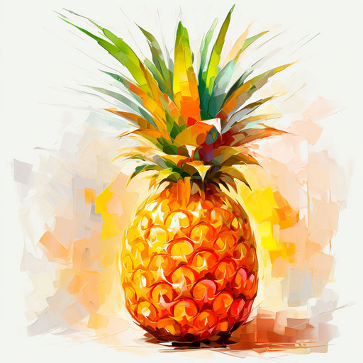 Pineapple clipart in the style of Impressionistic Art, on a white background
