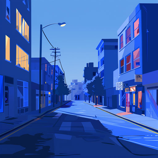 Photo realistic street clipart shining on flat blue background