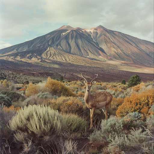 Wildlife on the slopes of Mount Teide, Canary Islands with the landscape in the background