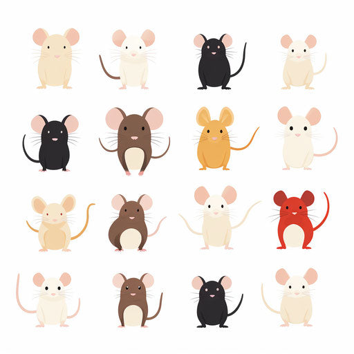 Minimalist style mice clipart on white background