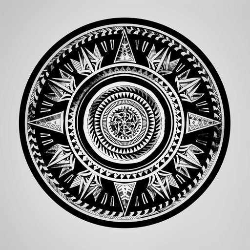 Cultural flat tattoo sketch of a circle with traditional African tribal designs