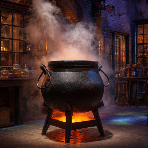 Black Cauldron with Magical Smoke