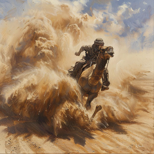 Camel race in the desert