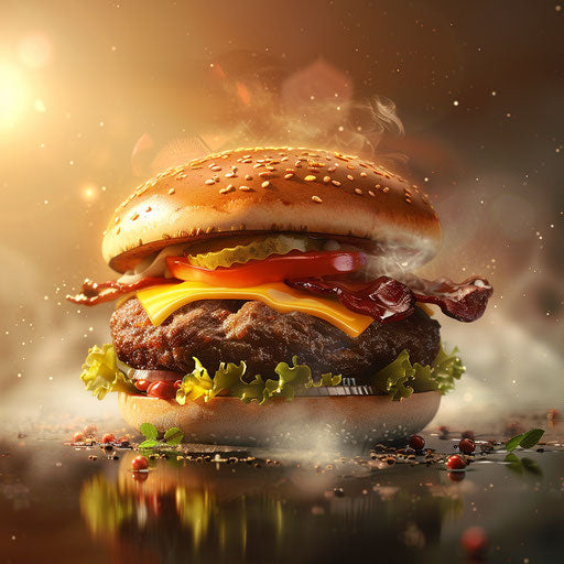 Photo realistic hamburger clipart with flat random background