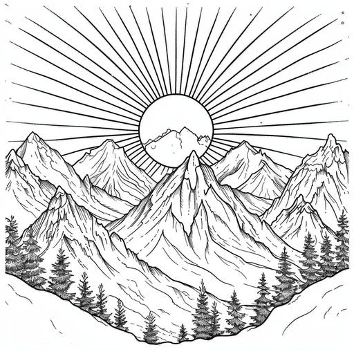 Majestic sunrise over a mountain range