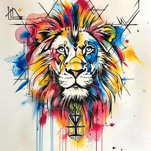 Graffiti-inspired Lion of Judah tattoo sketch
