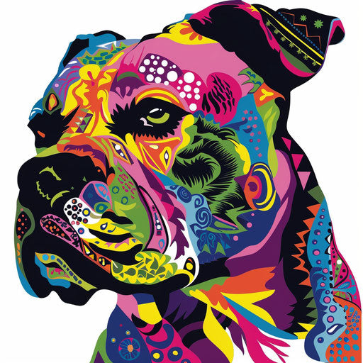 Pop art pitbull tattoo design on white canvas