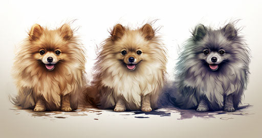 Breed dogs, overexposure effect, light maroon and light green