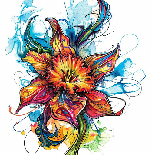 Narcissus flower morphs into fantastic shapes