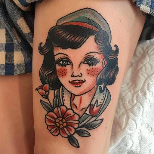 Freckle tattoos with sailor motifs